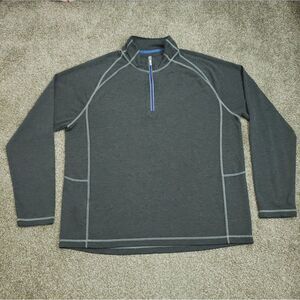 Tommy Bahama Sweater Men XL XLarge Gray Moisture Wick Marlin Logo 1/4 Zip